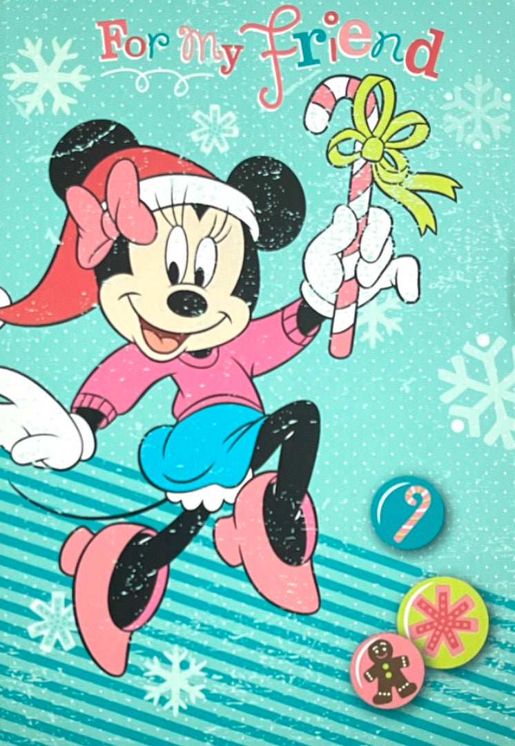 For My Friend Minnie Mouse Candy Cane Fabulous Christmas Card Disney by Hallmark