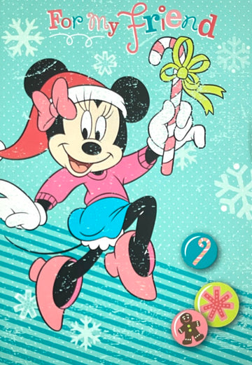 For My Friend Minnie Mouse Candy Cane Fabulous Christmas Card Disney by Hallmark