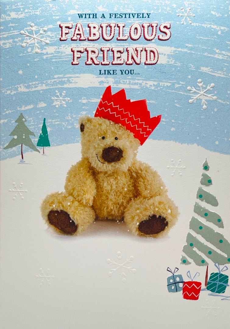 Festively Fabulous Friend Happy Christmas Teddy Bear Party Hat Wellibobs Hallmark