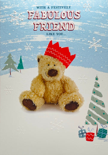 Festively Fabulous Friend Happy Christmas Teddy Bear Party Hat Wellibobs Hallmark