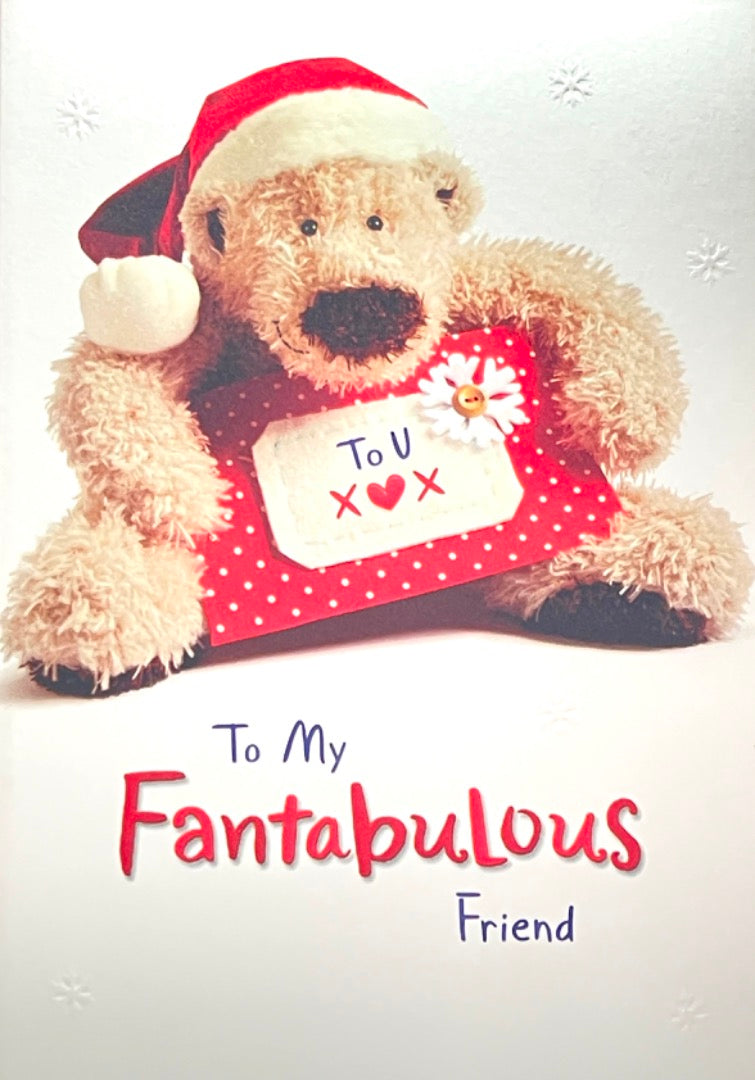 Fantabulous Friend one in a squillion Happy Christmas Teddy Bear Santa Hat Wellibobs Hallmark