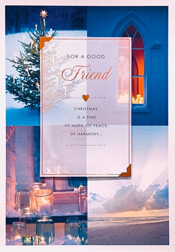 Good Friend Hope Peace Harmony Thanks Happy Christmas Card Candlelight Hallmark