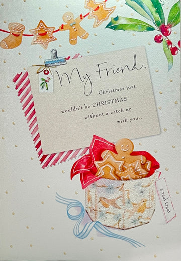 My Friend Happy Christmas Card Glitter Gingerbread-man Cookies by Lucy Cromwell Hallmark