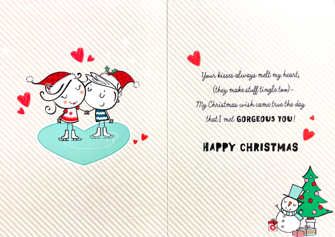 Fantastic Wife GORGEOUS YOU Christmas Card Ice Skating Couple in Love Hallmark