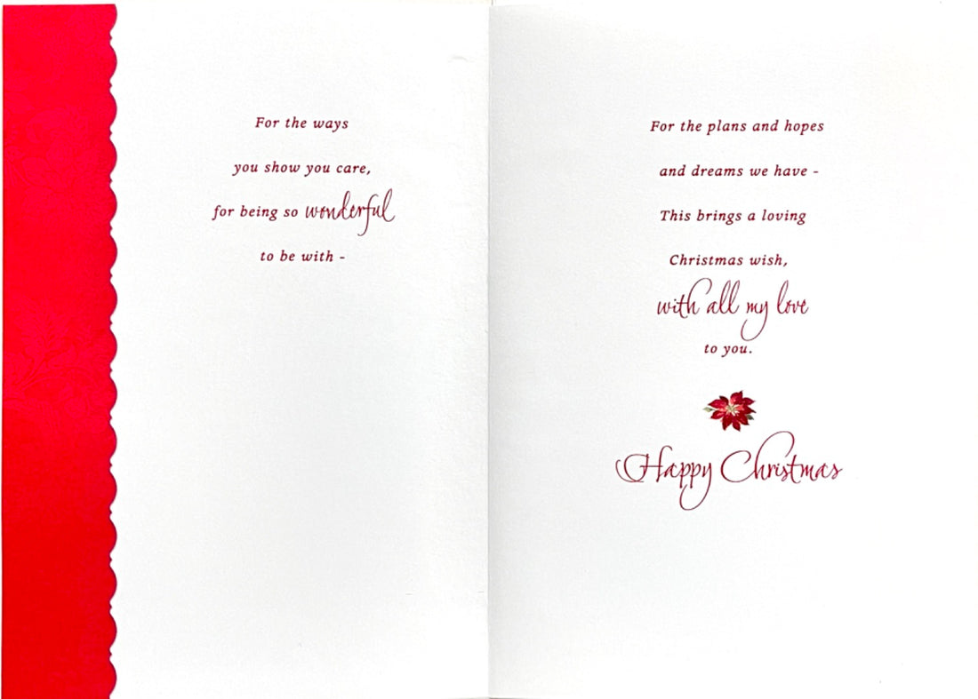 Wonderful Fiancee A Christmas Wish With All of My Love Card Glitter Heart Roses Hallmark