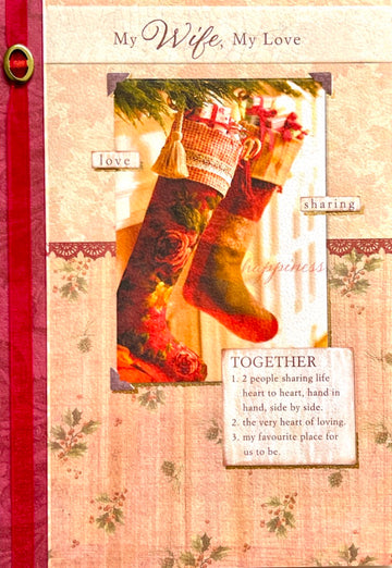 My Wife My Love Together Christmas Card Traditional Festive Stockings Hallmark