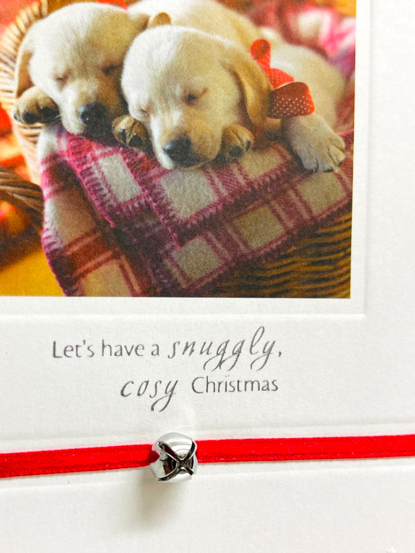 To My Partner Snuggly Cosy Christmas Card Cute Puppy Dogs Puppies Fast Asleep Hallmark
