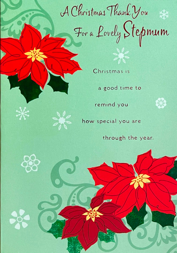 A Christmas Thank You For a Lovely Stepmum Card Poinsettia Flowers by Hallmark