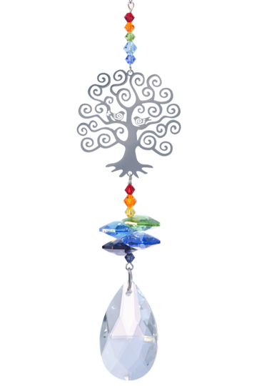 Tree of Life - Prismatic Colourway - Crystal Fantasy - Lovely Hanging Sun-catcher / Rainbow Maker + 38mm Almond 240 x 38 x 24mm