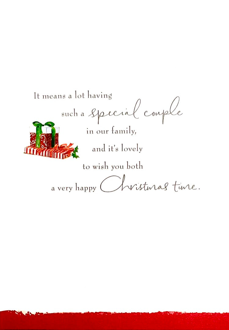 Grandson and Your Wife Love at Christmas Card Glitter Tree Wine by Lucy Cromwell Hallmark