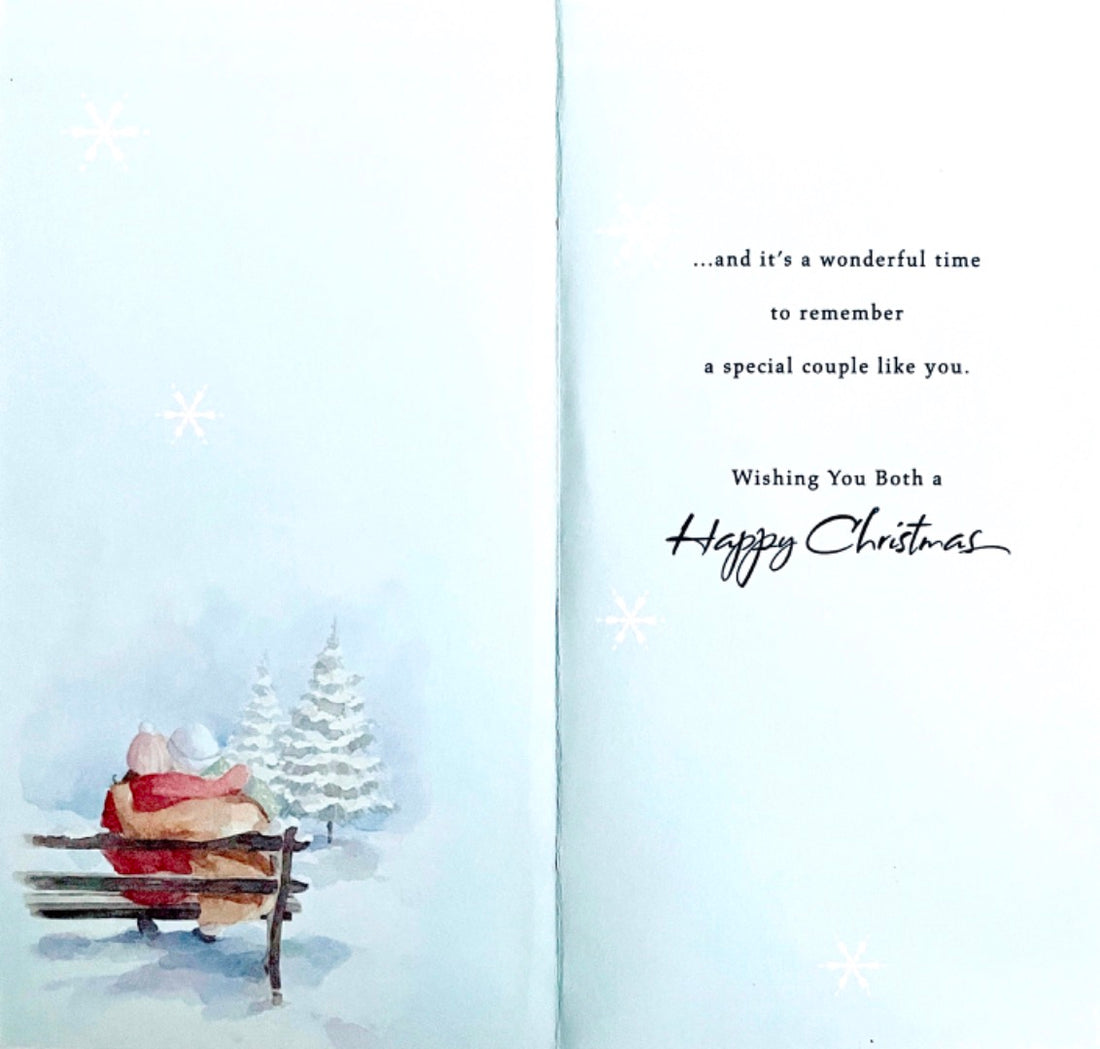 Niece and Your Husband Special Couple Christmas Card Snowy Bench Foil Hallmark