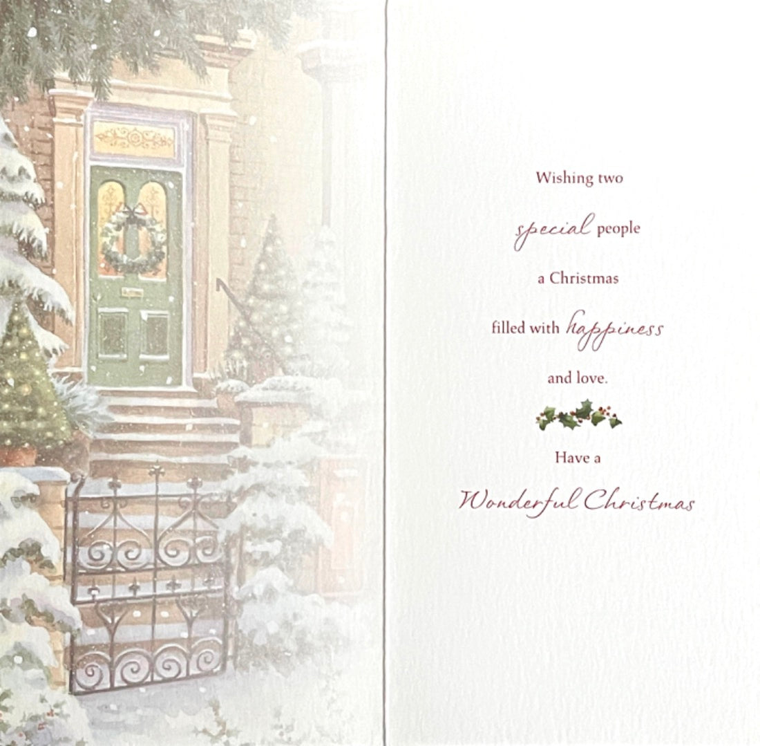 Nephew and Your Wife Special People Christmas Card Festive House Glitter Hallmark