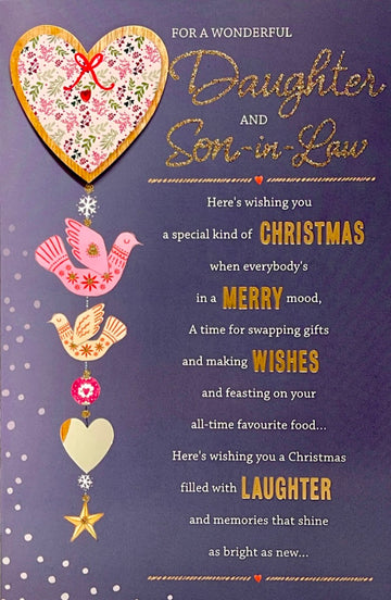 Wonderful Daughter and Son-in-Law Christmas Card Lovely Verse Glitter Hallmark