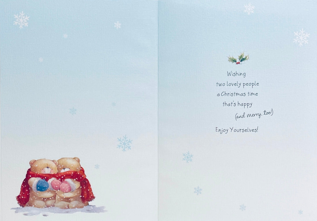 Special Sister and Your Partner Christmas Card Forever Friends Cute Bear Couple Cosy Hallmark