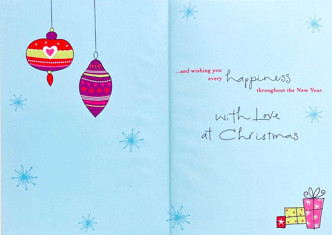 Mum and Your Partner Christmas & New Year Card with Love Festive Baubles Hallmark