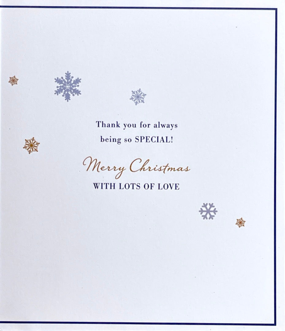 Special Grandma and Grandad Christmas Memories Card Thank You Glitter Snowflakes UKG