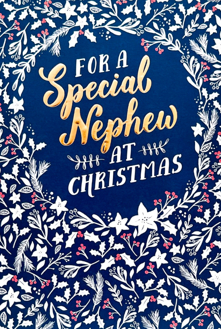 For A Special Nephew Happiness at Christmas and New Year Card Gold Foil Hallmark