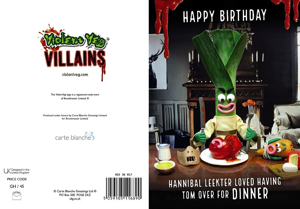 Violent Veg Hannibal Leekter Loved Having Tom for Dinner Humorous Birthday Card