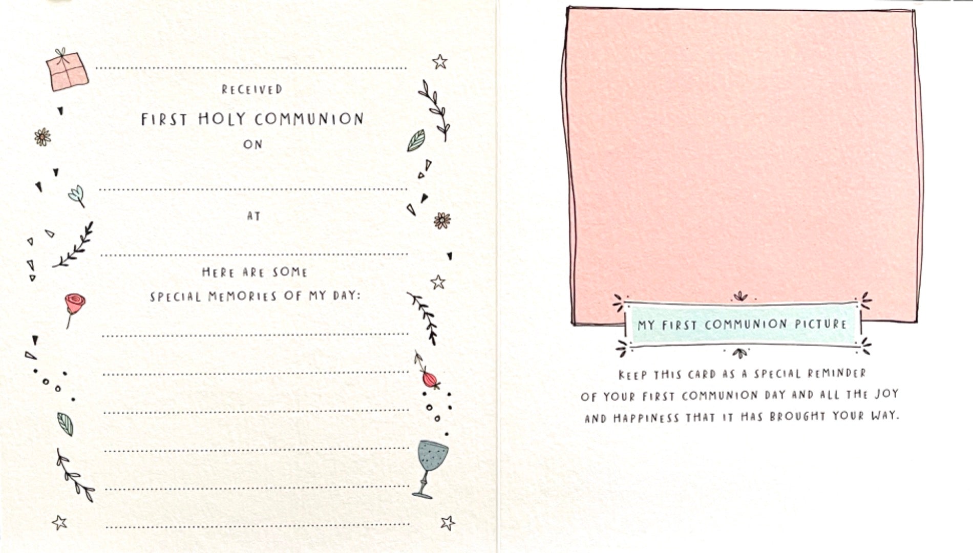 For Wonderful Girl 1st First Communion Keepsake Record Silver Foil Greeting Card