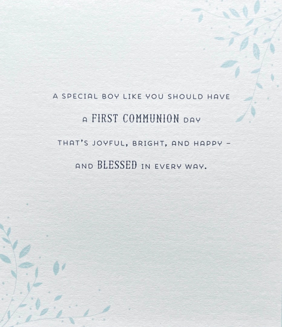 For A Special Boys First Communion Greeting Card - Gold Foil - Smart Suit Design
