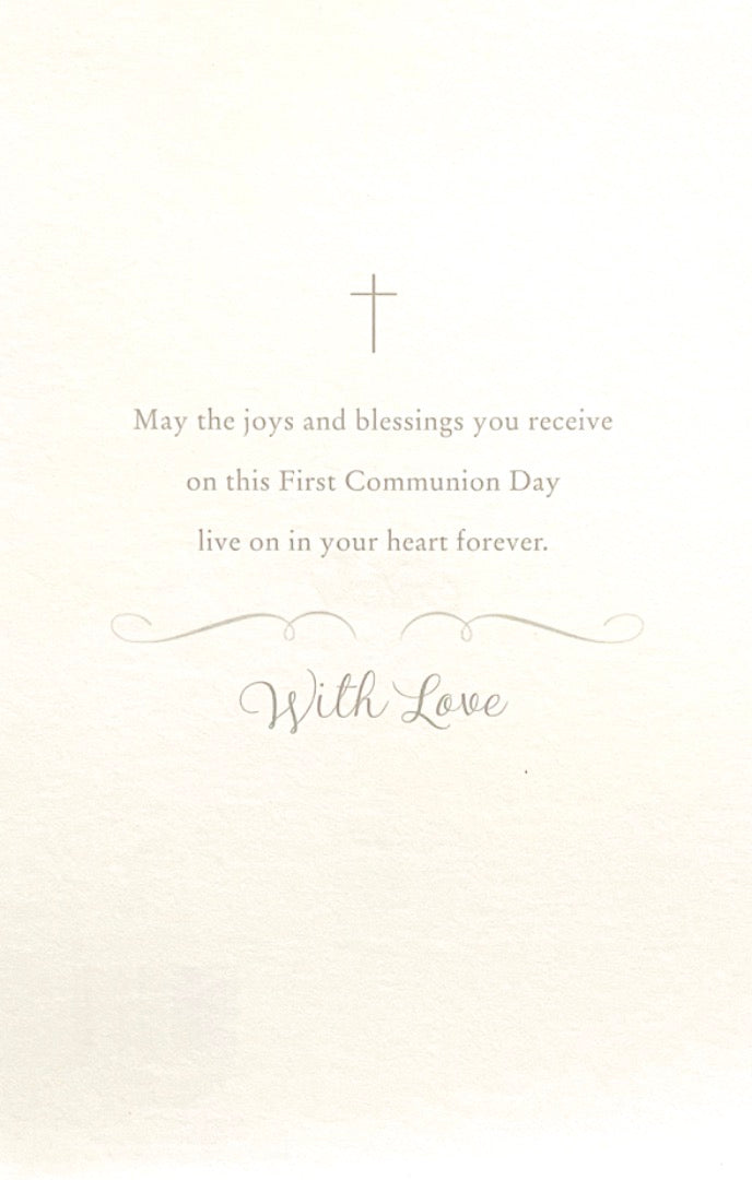 Praying Bible & Cross On Your 1st First Communion Congratulations Greeting Card