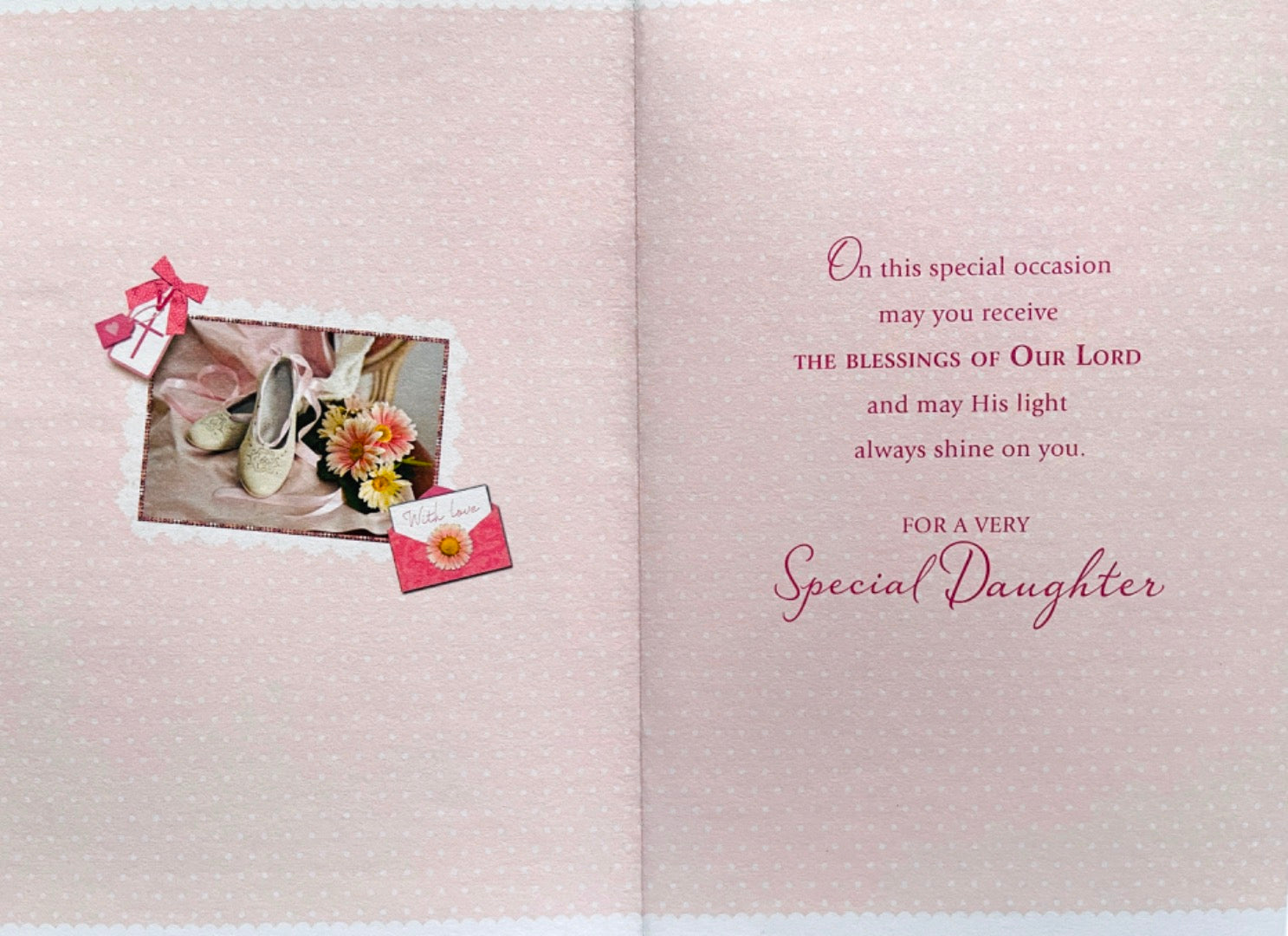 Daughter on Your 1st First Holy Communion Blessing Verse Greeting Card Silver Foil Finished