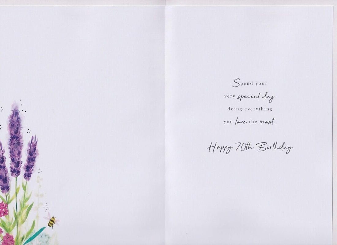 Nan 70 Today Milestone 70th Birthday Card, Purple Lavender Design with Bees