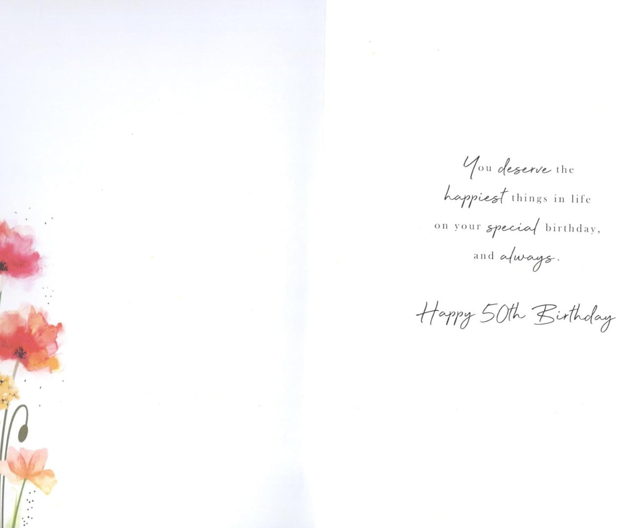 Auntie 50th Milestone Birthday Card, Floral Watercolour Artwork Gold Foil Finish