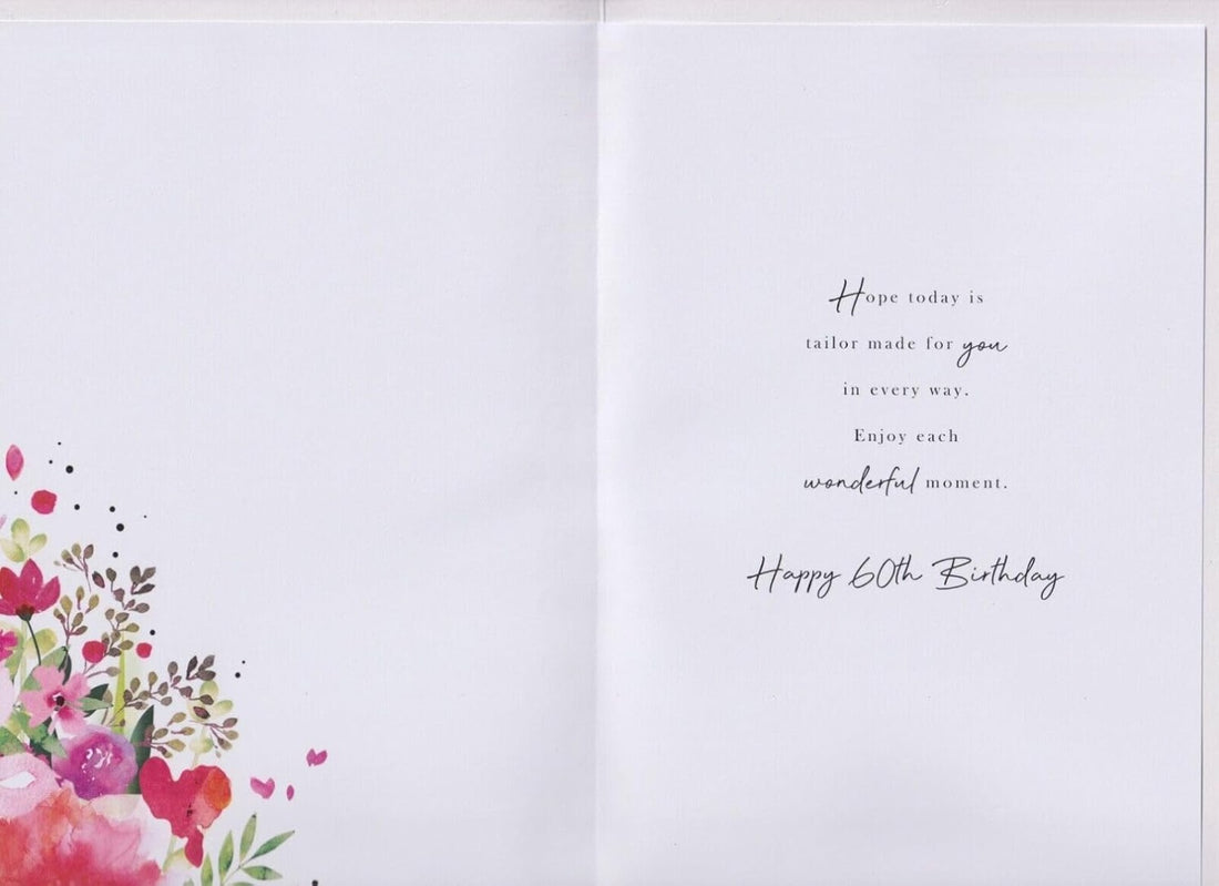 Nan 60 Today Milestone 60th Birthday Card with Floral Artwork & Metallic Accents