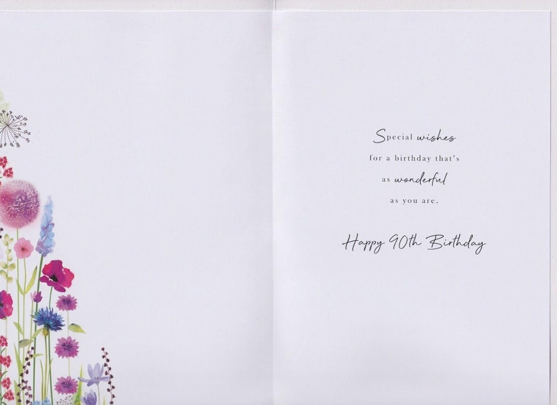 Nan 90 Today Milestone 90th Birthday Card Elegant Gold Foil Finish Floral Design