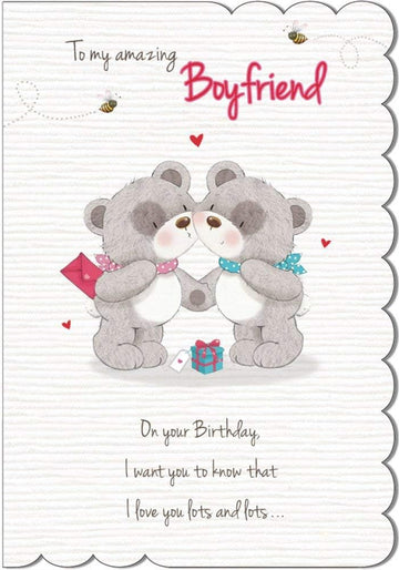 To My Amazing Boyfriend Birthday Card Love You Lots & Lots Teddy Bear Kisses Gifts