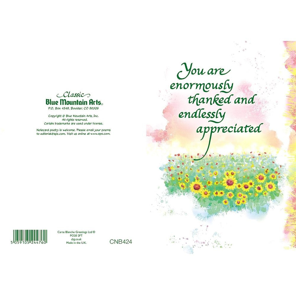 You Are Enormously Thanked Endlesly Appreciated Heartfelt Keepsake Greeting Card with Sentimental Verses Fold Out