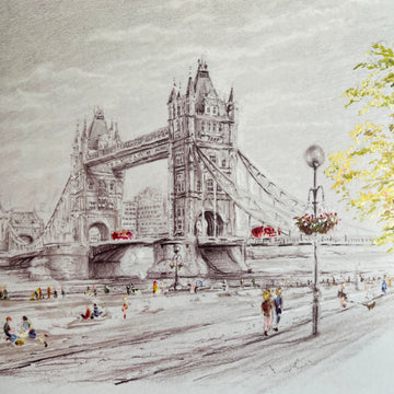 London Landmark Tower Bridge illustration Art Blank Greeting Card - C673