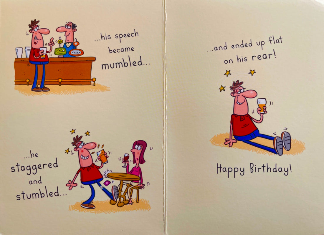 A Little Limerick About Beer Happy Birthday Funny Humour Card for Him - Pints Mumbled Stumbled Rear
