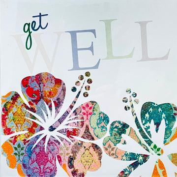 Get Well Flowers Blank Card with Emboss Flitter Art - Twice as nice