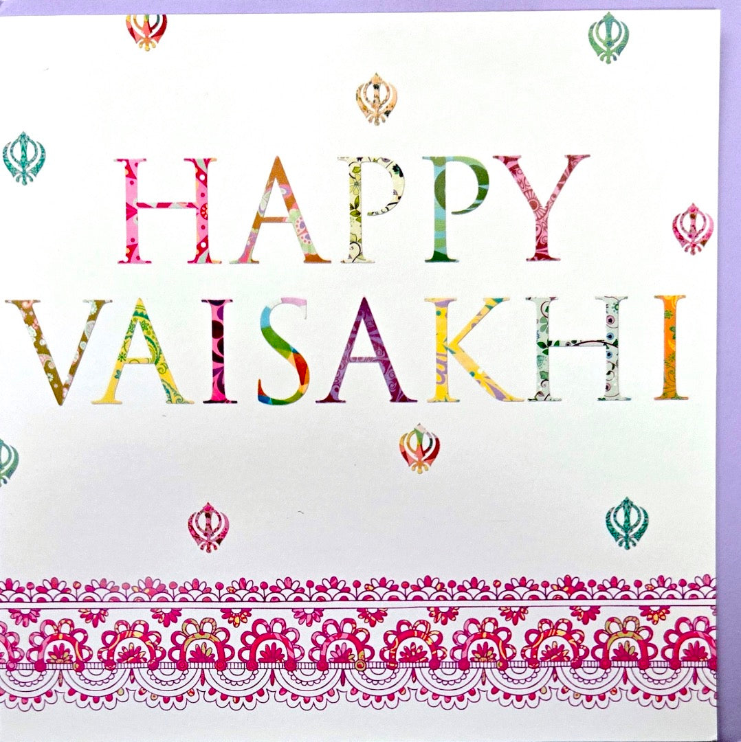 Happy Vaisakhi Baisakhi Sikh Holy Spring Festival Greeting Card +Purple Envelope