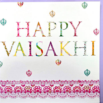 Happy Vaisakhi Baisakhi Sikh Holy Spring Festival Greeting Card +Purple Envelope