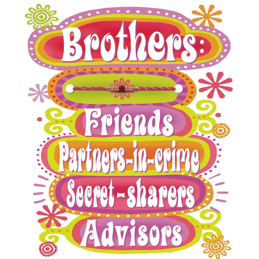 Brothers Friends Partners in Crime Rakhi Raksha Bandhan Greeting Card with Thread Bracelet