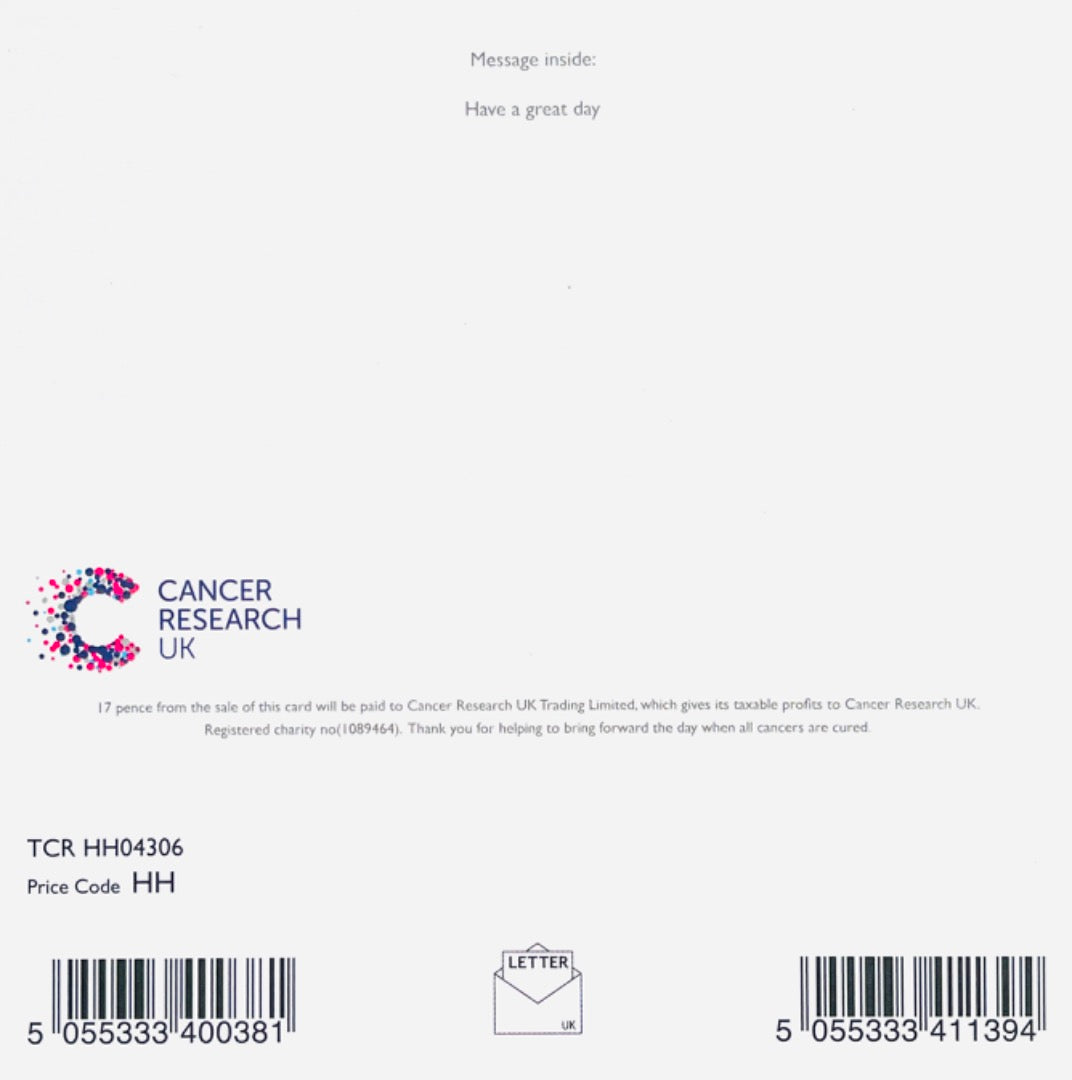 Happy Birthday Rugby Ball Contemporary Card - in Aid of Cancer Research UK Charity