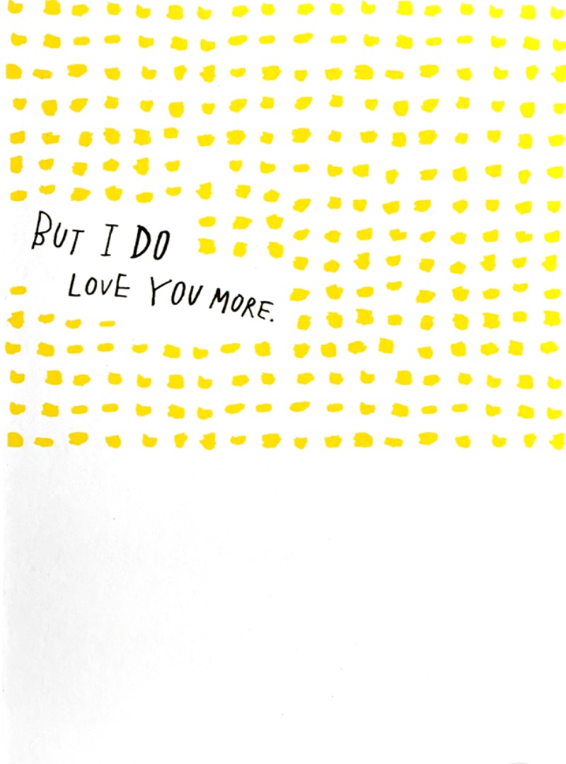 I Love You More Argument Contemporary Card - Cute Green Love Bug Alien Glitter
