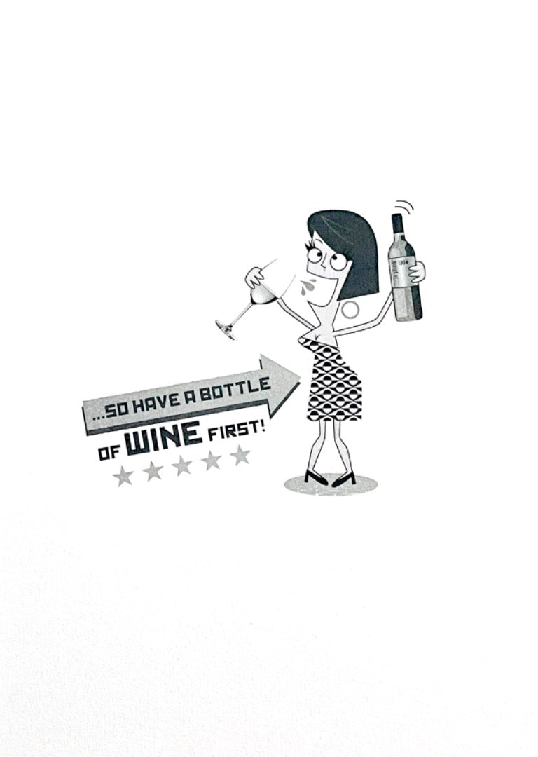 Birthday Girl Unwise to Drink Vodka on an Empty Stomach Funny Humour Card - Bottle of Wine