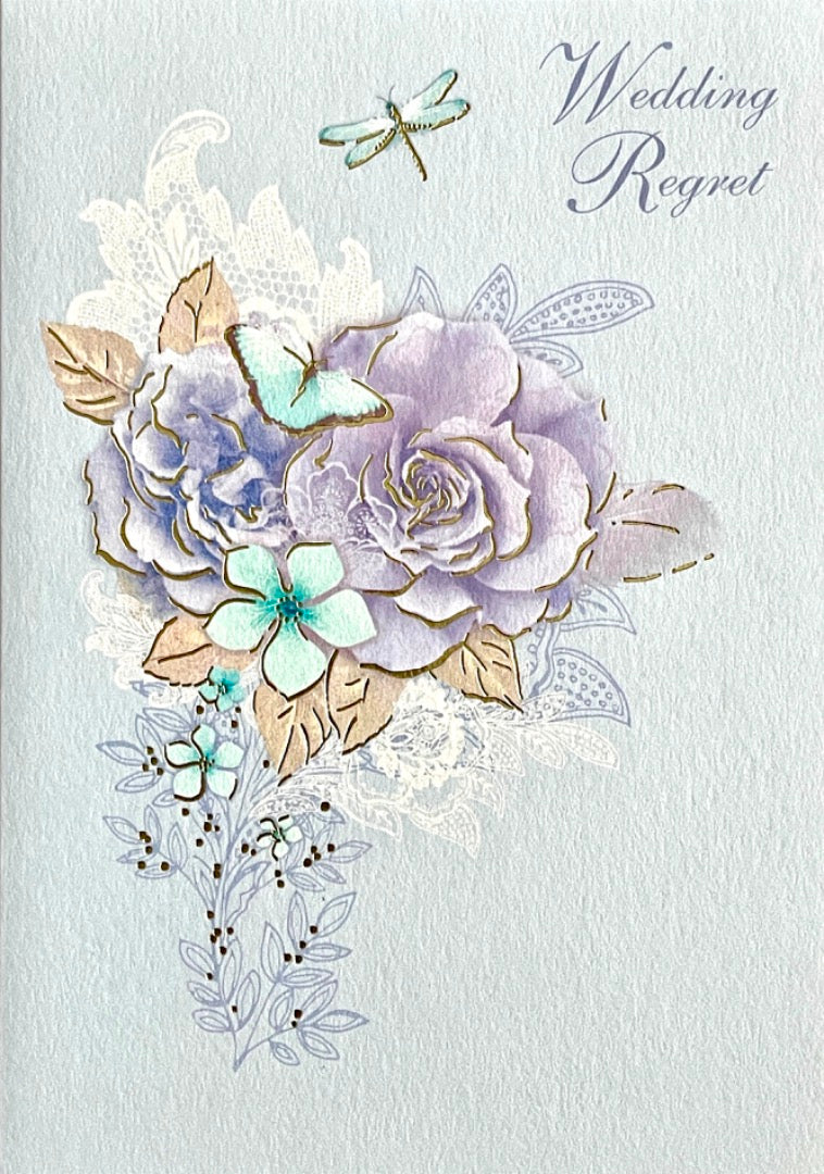 Wedding Regret Blank RSVP Card Elegant Floral Art Vintage Chic