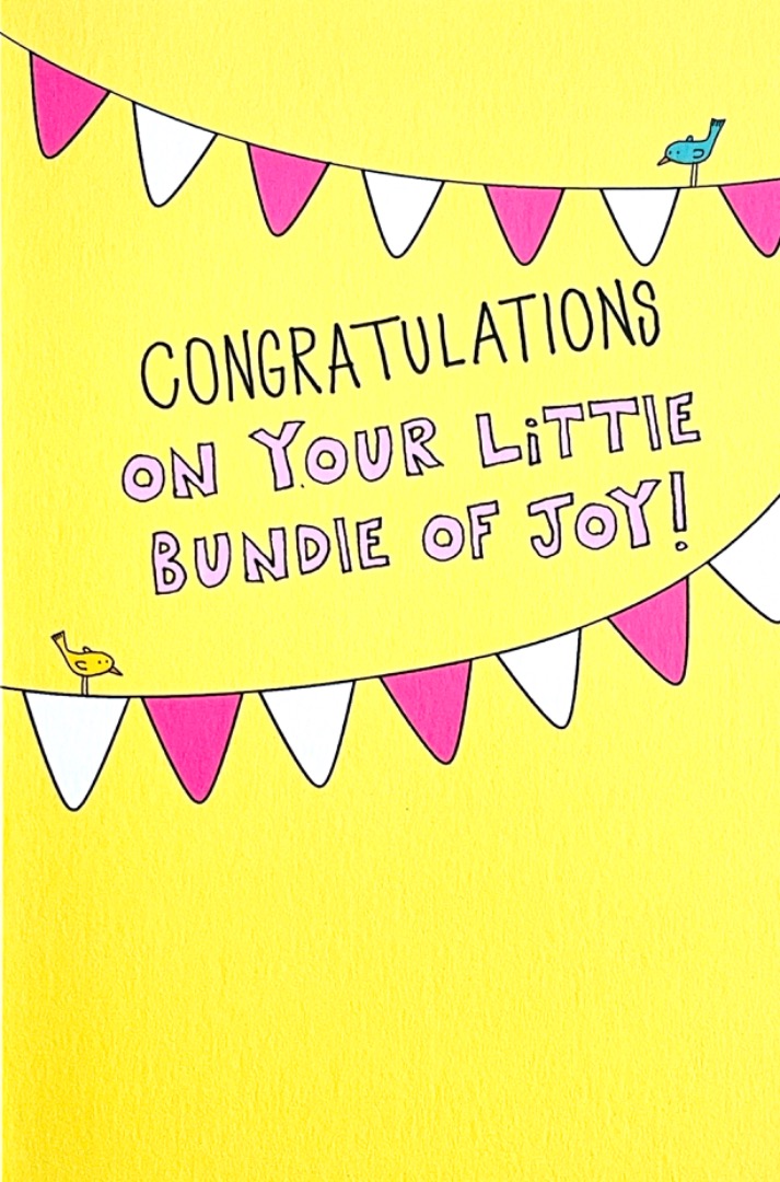 It's A Girl - Congratulations on Your Little Bundle of Joy - Hedgehog Pink Paint