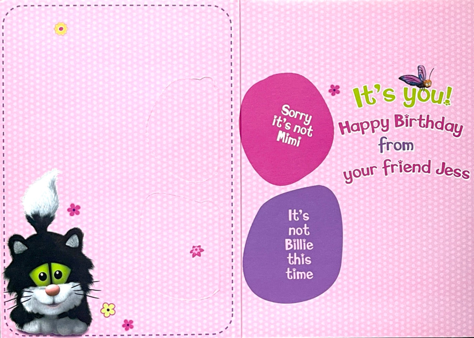 Happy Birthday Card - Guess with Jess The Cat Is It Mini or Billie Fun Activity