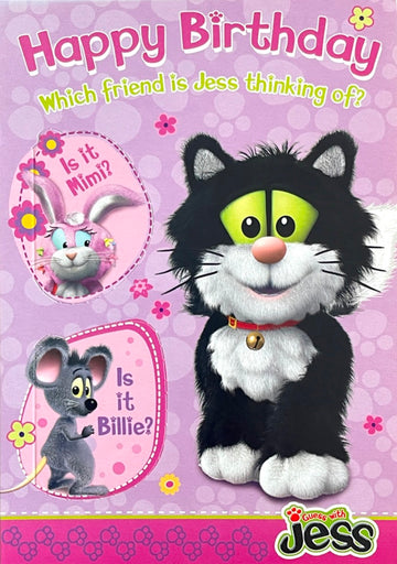 Happy Birthday Card - Guess with Jess The Cat Is It Mini or Billie Fun Activity