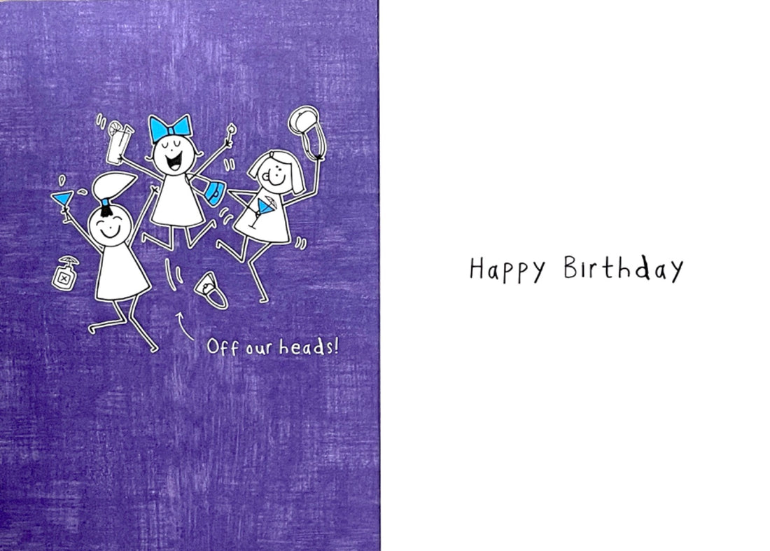 Happy Birthday Cocktails Off Our Heads Poem Funny Humour Card for Her - Purple Ronnie