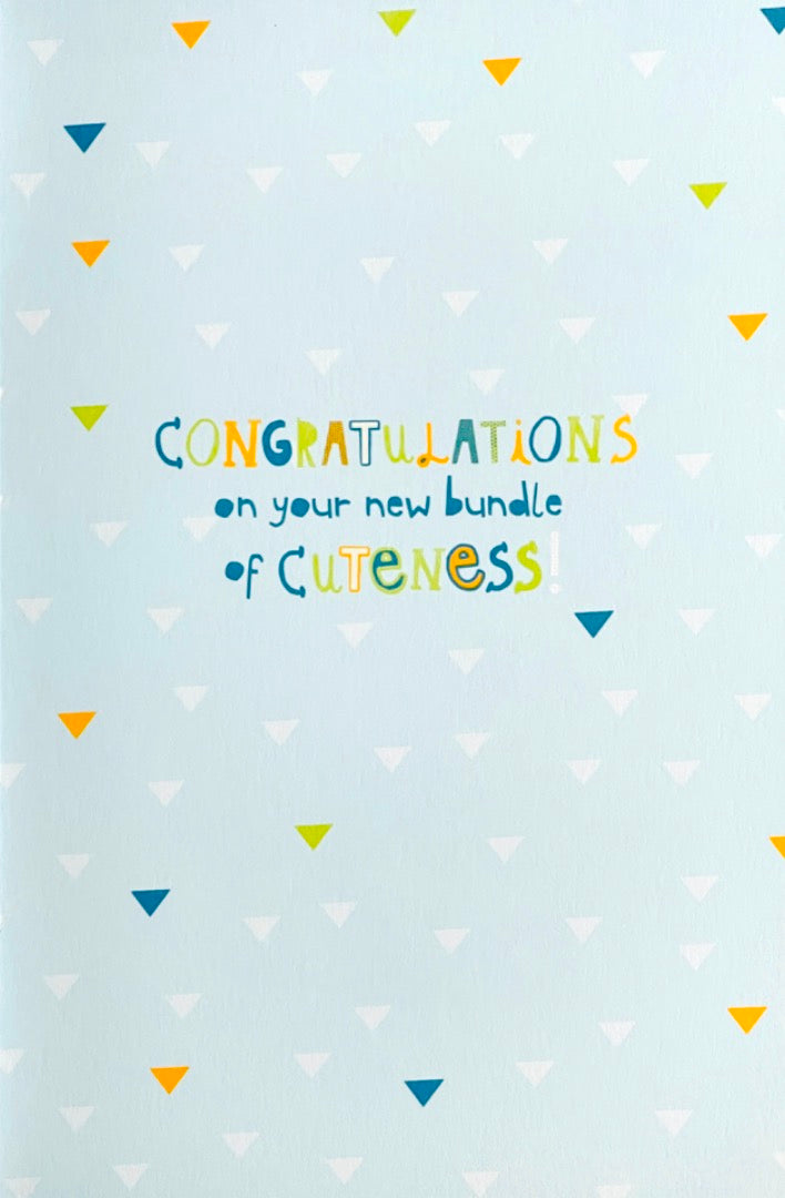 Hello There Little Man Congratulations Your New Bundle Of Cuteness Card - Baby Boy