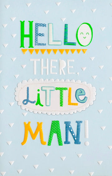 Hello There Little Man Congratulations Your New Bundle Of Cuteness Card - Baby Boy