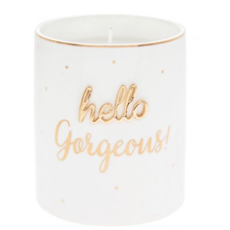 Oh! So Charming 'Hello Gorgeous' Fresh Linen Luxury Ceramic Candle Scented Gift for any Occasion.
