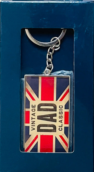 Vintage Classic DAD Union Jack Silver Keyring Gift ideal for Fathers Day or Birthday
